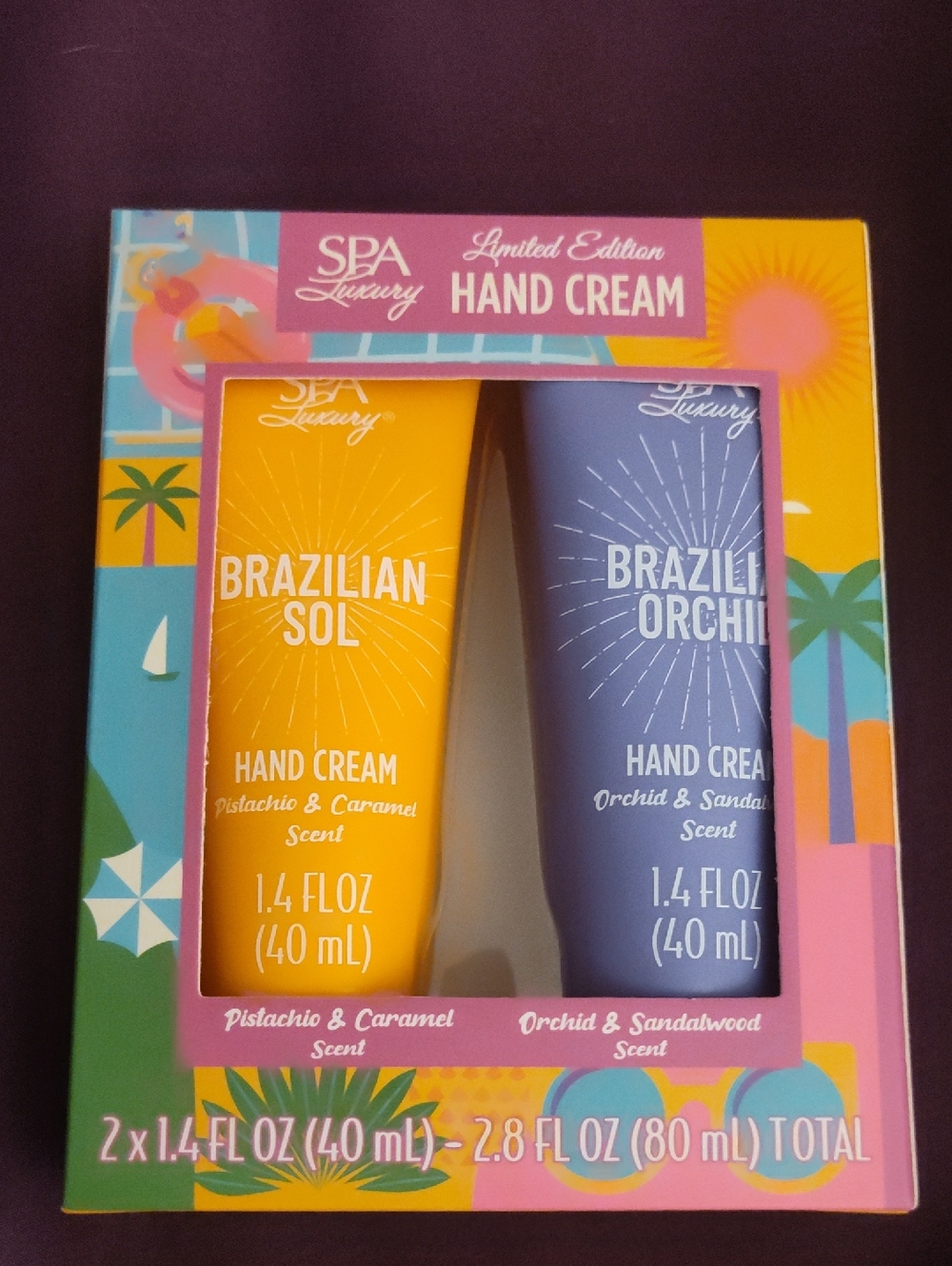 NWT Spa Luxury Hand Cream Set Brazilian Sol & Orchid 2-Pack Gift Set